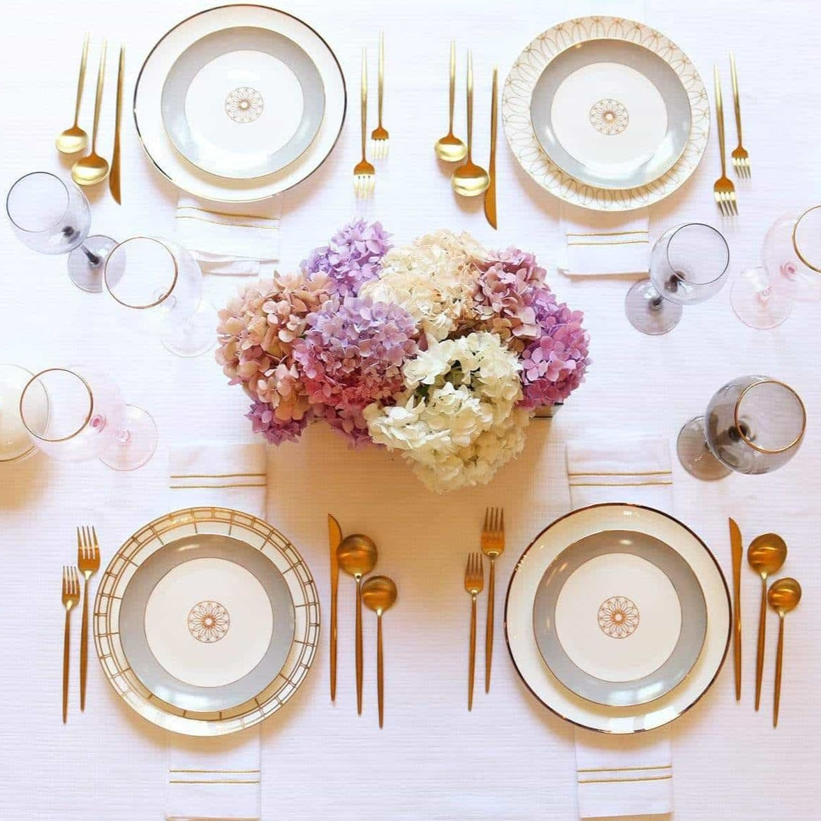 Sultana Gold Geometric Dinner Plates with 14k Gold Design, Set of 4 – view 6