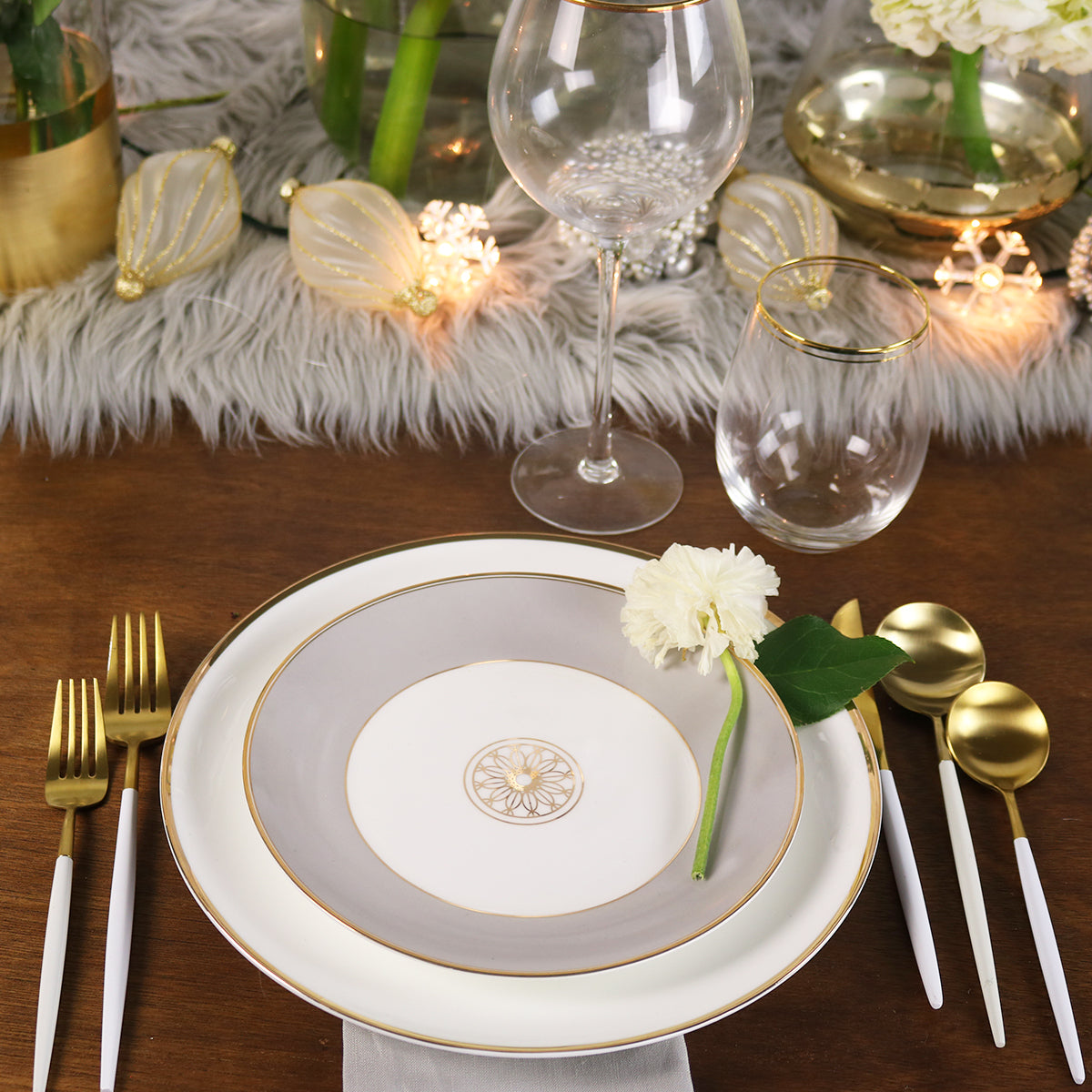 Diamond Jewel 8-Inch Salad Plates with 14k Gold Rim, Set of 4 – view 2