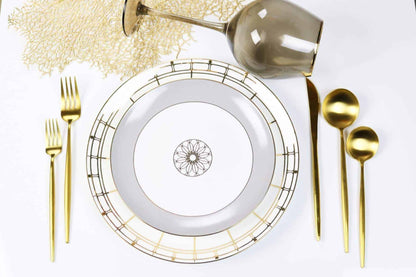Gold Izmir Patterned Dinner Plates with 14k Gold Design, Set of 4 – view 4