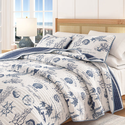 Seacoast Memories Printed Cotton Quilt Set – Calypso Collection – view 6