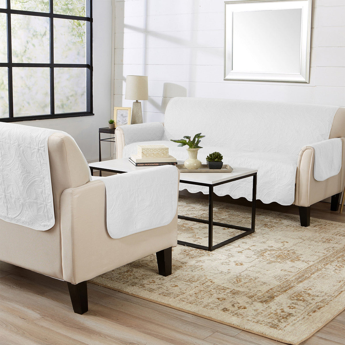 Medallion Stitch Furniture Protector – Elenor Collection Sofa Cover – view 16