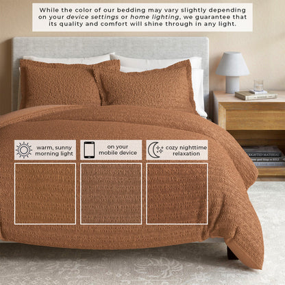 Cotton Honeycomb Waffle Weave Duvet Cover Set – Mattea Collection – view 24