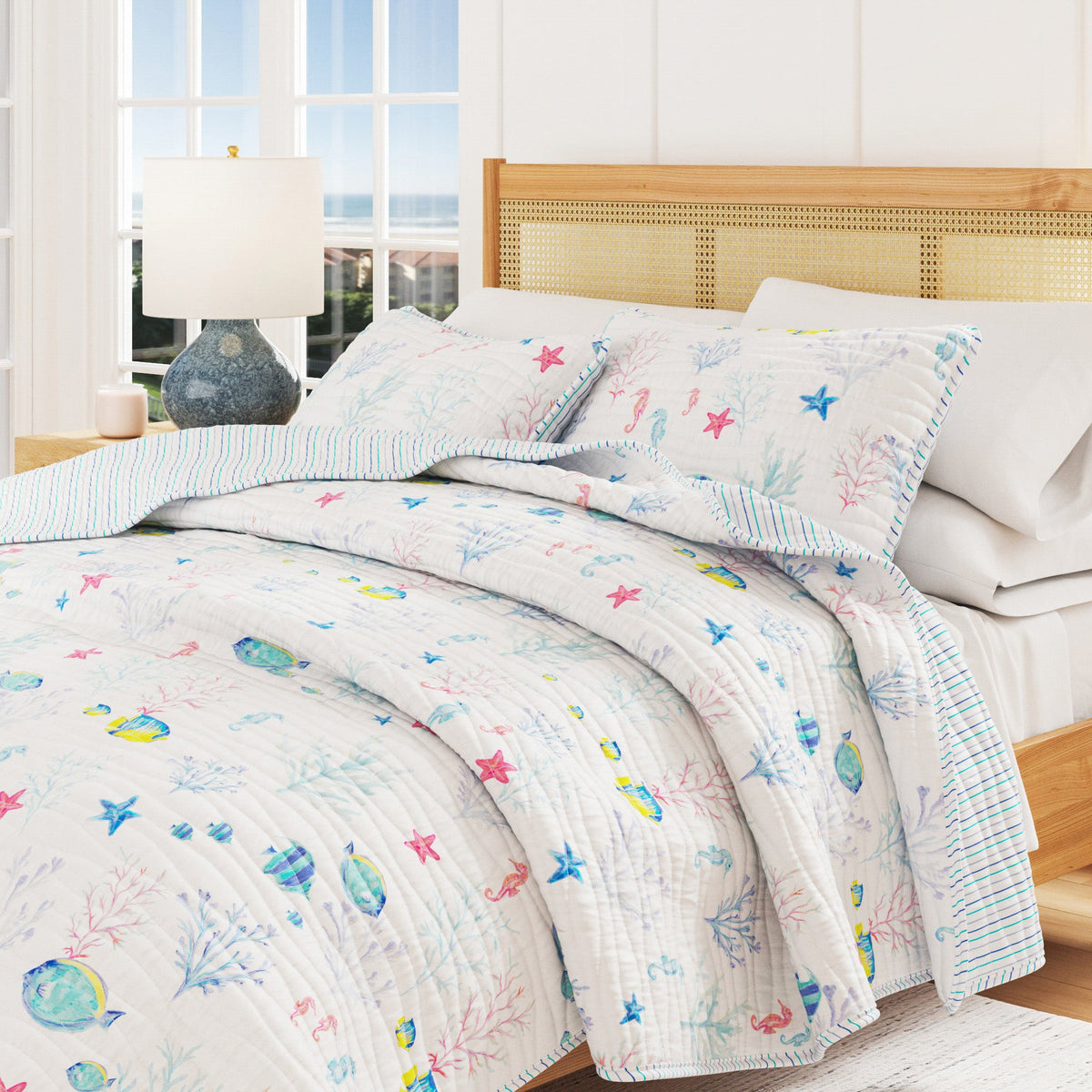 Colorful Coastal Seascape Reversible Quilt Set – Ryanne Collection – view 6