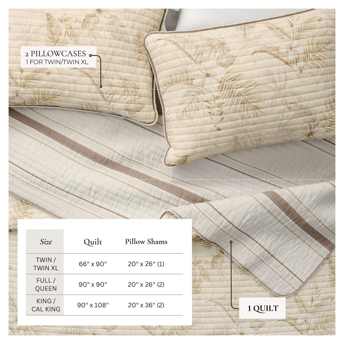 Palm Leaf and Bloom Printed Cotton Quilt Set – Mendocino Collection – view 4