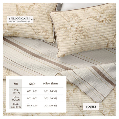 Palm Leaf and Bloom Printed Cotton Quilt Set – Mendocino Collection – view 4