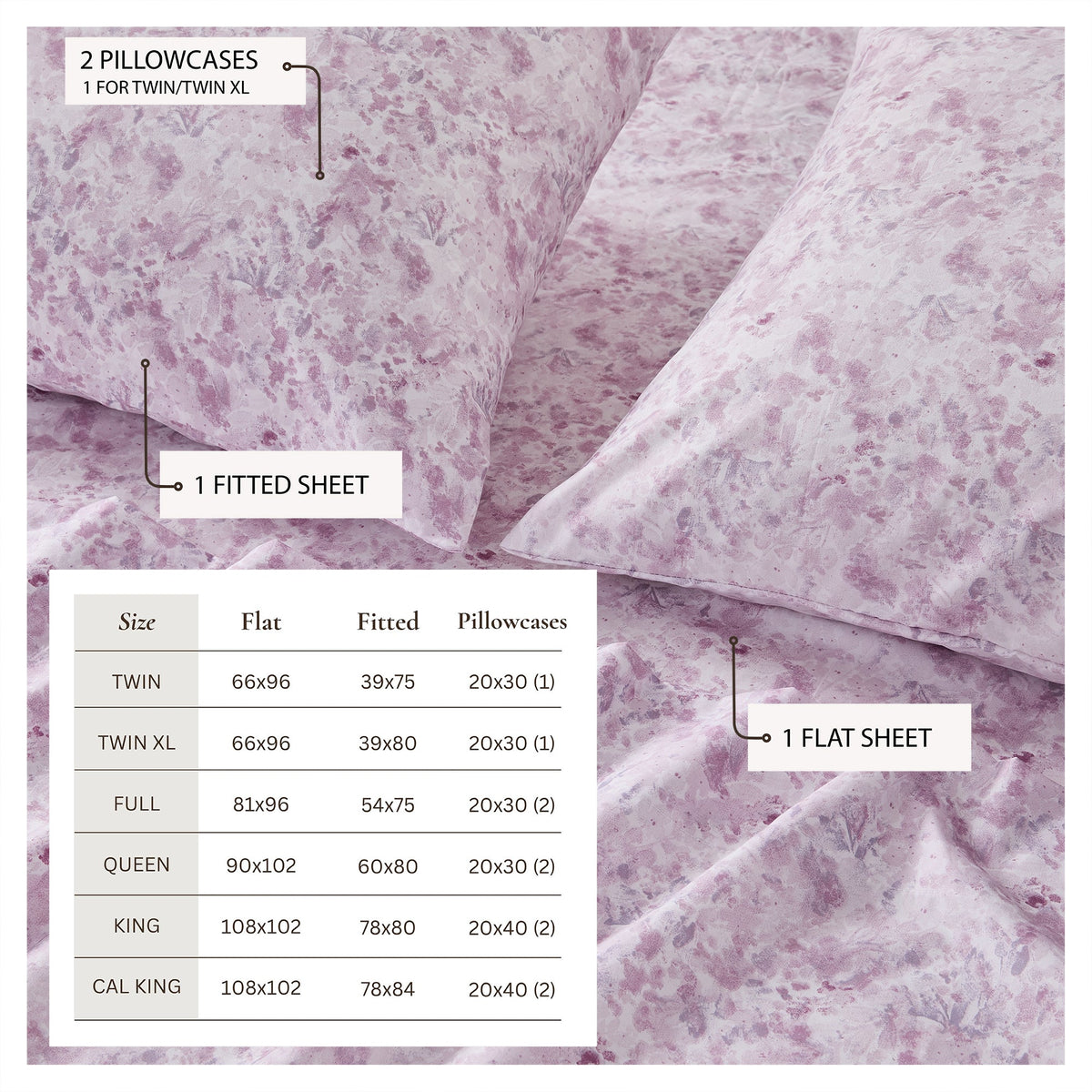Watercolor Floral Microfiber Sheet Set – Delia Collection – view 63
