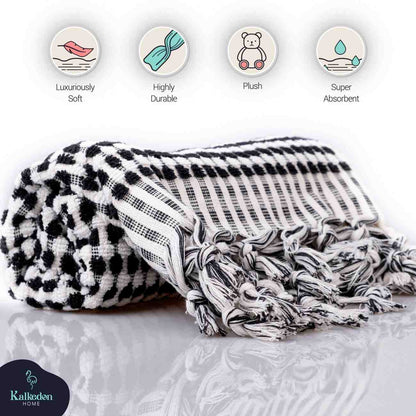 Pom Pom Organic Turkish Cotton Hand Towel, Handwoven 17 x 35 Inch – view 6