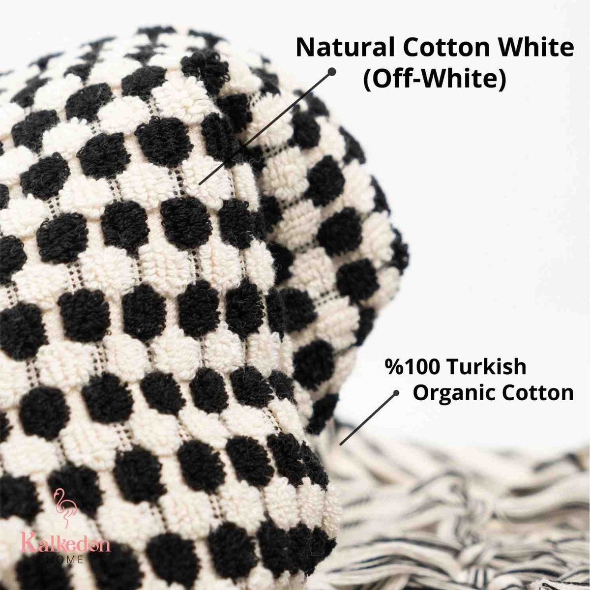 Pom Pom Organic Turkish Cotton Hand Towel, Handwoven 17 x 35 Inch – view 7
