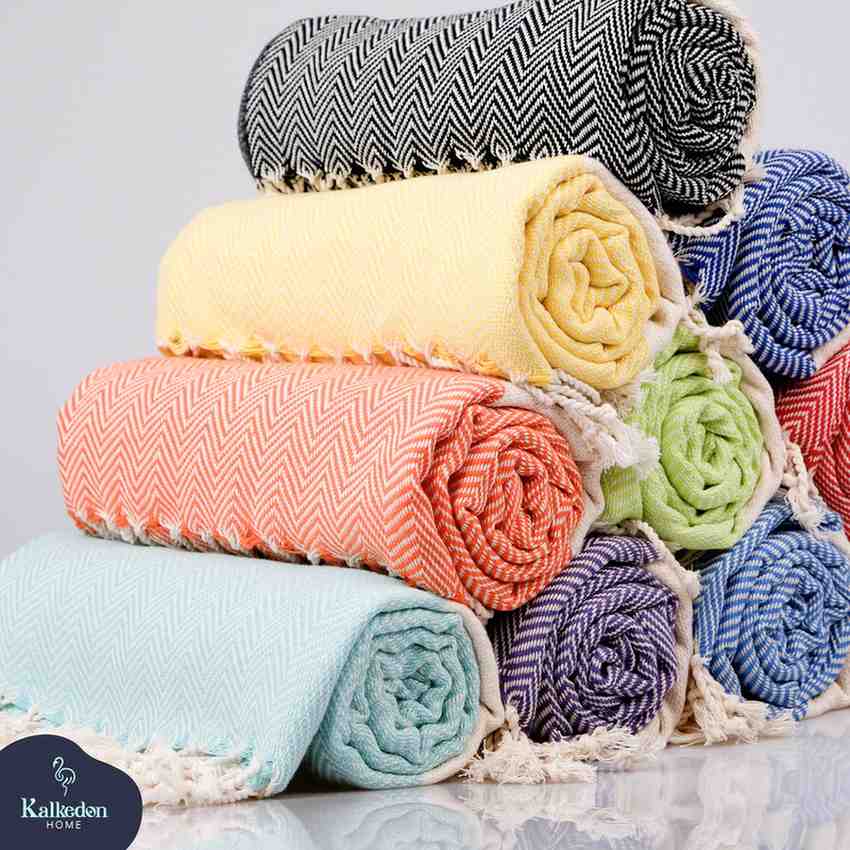 Herringbone Turkish Cotton Towel, Oversized 38 x 72 Inch Bath and Beach – view 2