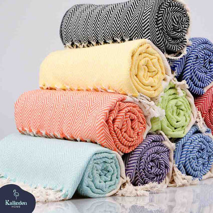 Herringbone Turkish Cotton Towel, Oversized 38 x 72 Inch Bath and Beach – view 2