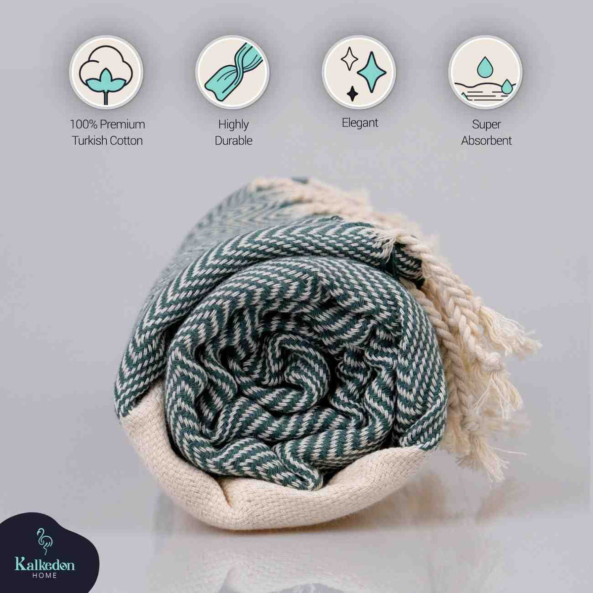 Herringbone Turkish Cotton Towel, Oversized 38 x 72 Inch Bath and Beach – view 6