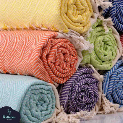 Herringbone Turkish Cotton Towel, Oversized 38 x 72 Inch Bath and Beach – view 3