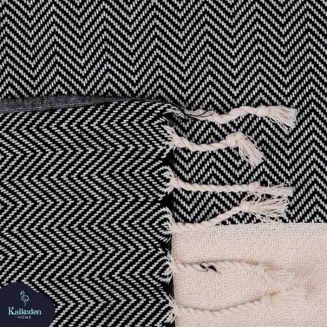 Herringbone Turkish Cotton Towel, Oversized 38 x 72 Inch Bath and Beach – view 5