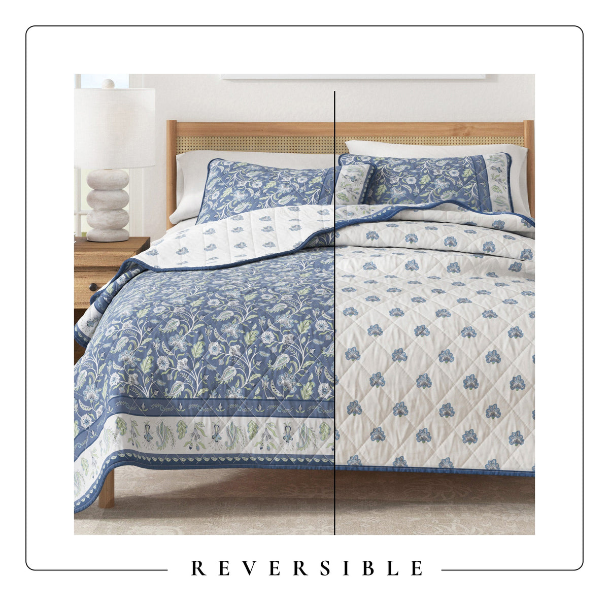 Boho Floral Printed Cotton Quilt and Sham Set – Indira Collection – view 11