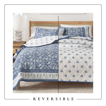 Boho Floral Printed Cotton Quilt and Sham Set – Indira Collection – view 11