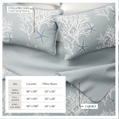 Fenwick Collection Coral-Themed Reversible Microfiber Quilt Set – view 3