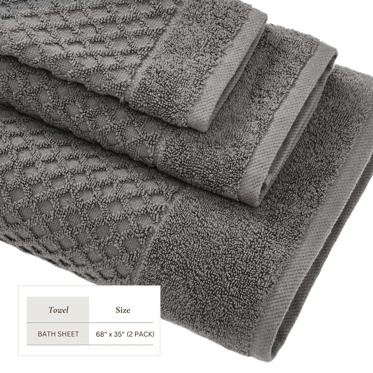 Cotton Diamond Waffle Weave Bath Towel Set – Grayson Collection – view 155