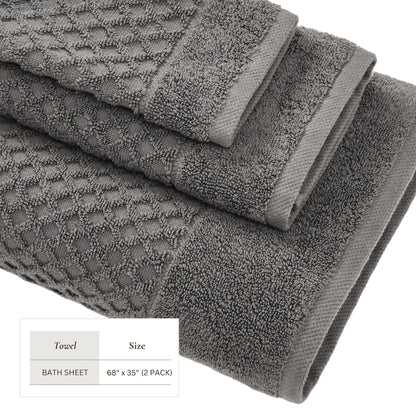 Cotton Diamond Waffle Weave Bath Towel Set – Grayson Collection – view 155