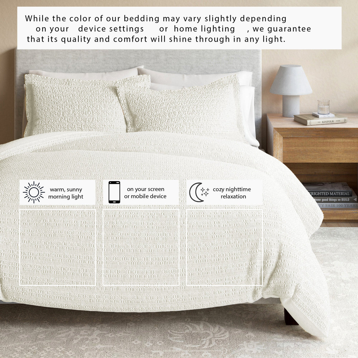 Cotton Honeycomb Waffle Weave Duvet Cover Set – Mattea Collection – view 12