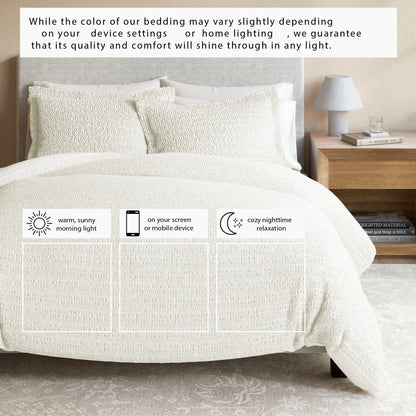 Cotton Honeycomb Waffle Weave Duvet Cover Set – Mattea Collection – view 12