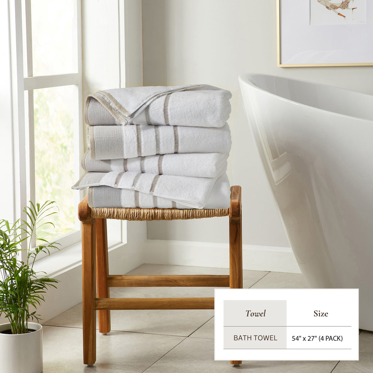 Decorative Cotton Stripe Bath Towel Set – Noelle Collection – view 22