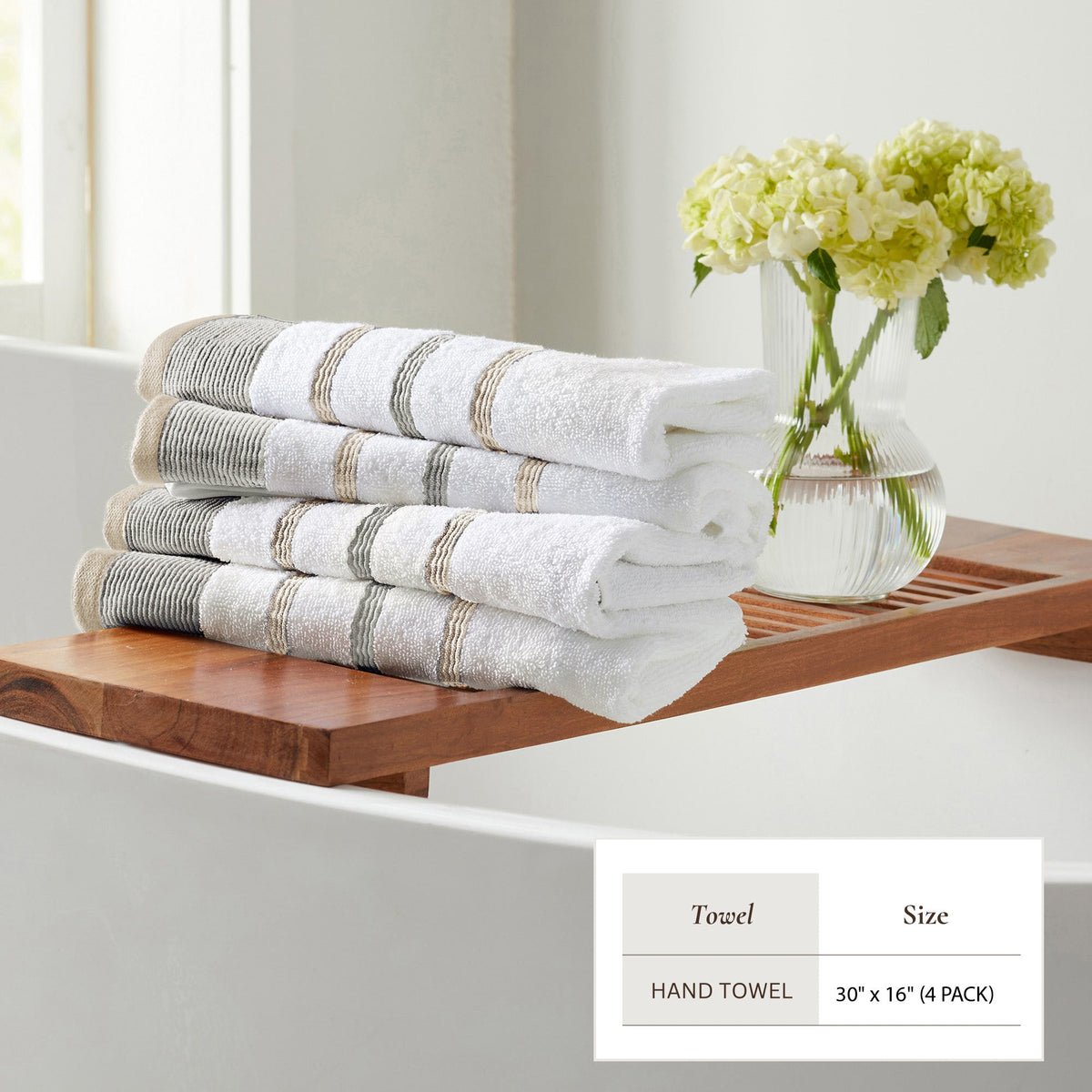 Decorative Cotton Stripe Bath Towel Set – Noelle Collection – view 23