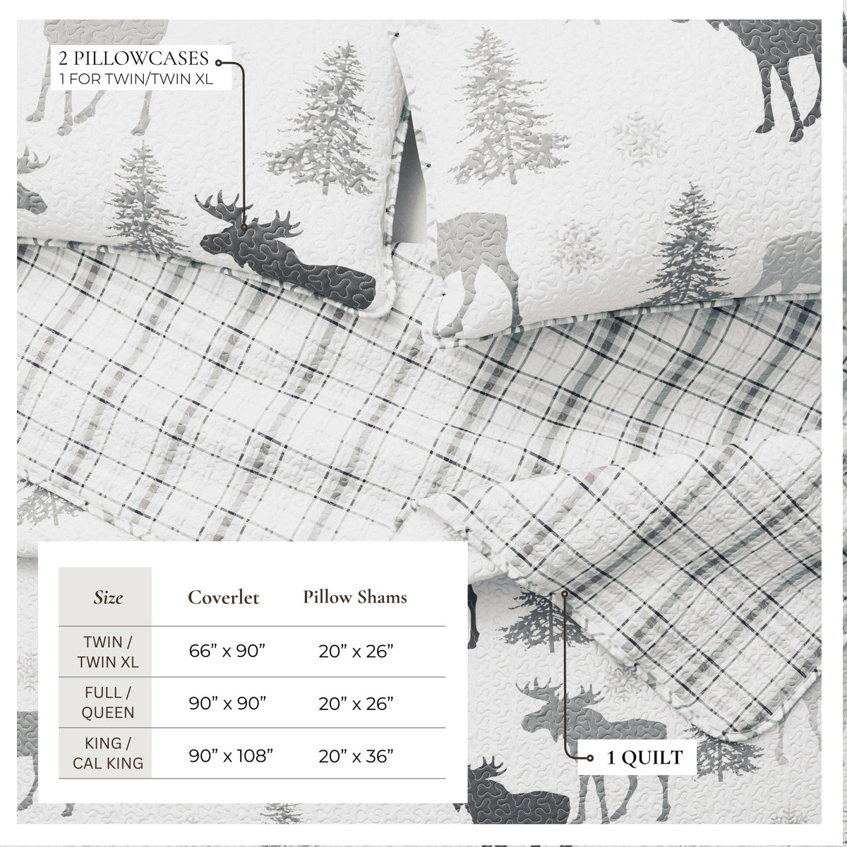 Moose and Trees Lodge Quilt Set with Shams – Wilderness Collection – view 3