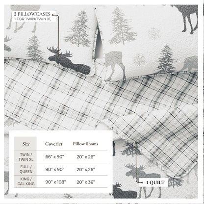 Moose and Trees Lodge Quilt Set with Shams – Wilderness Collection – view 3
