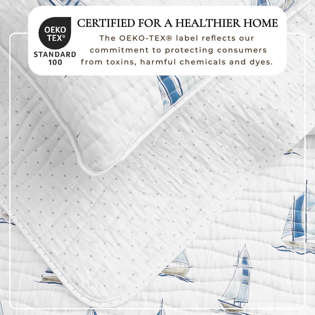 Blue Watercolor Sailboat Coastal Quilt Set – Marzano Collection – view 2
