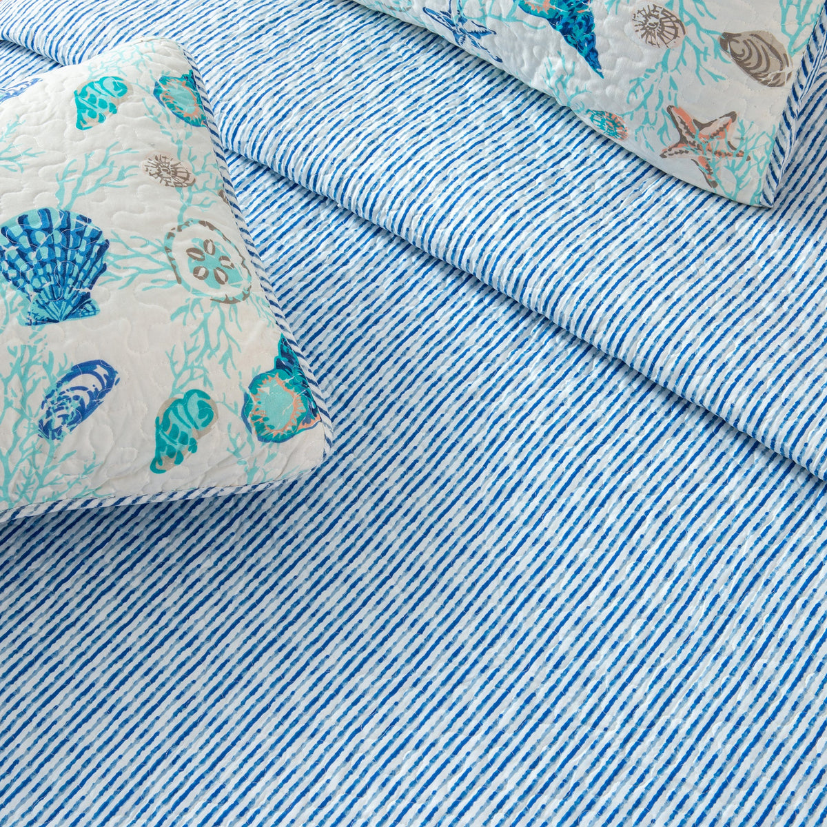 Bali Collection Blue Shells and Coral Coastal Quilt Set – view 9