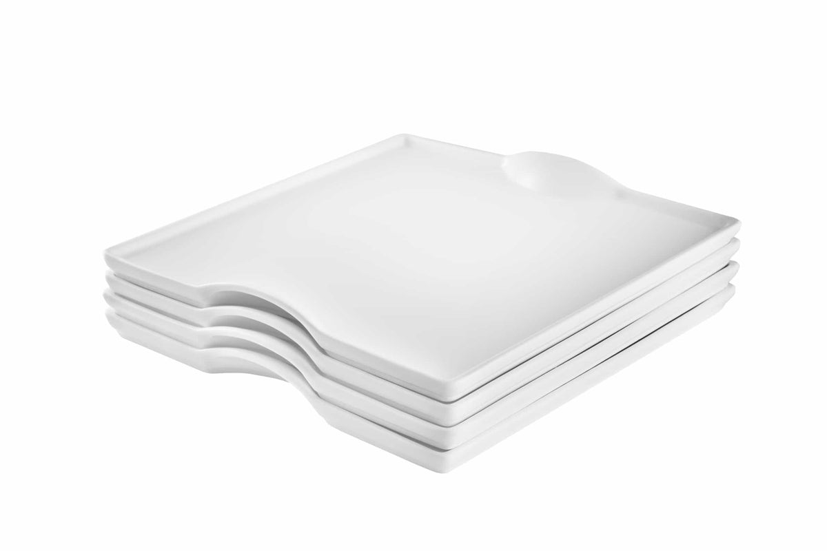 Modern Square White Porcelain Dinnerware Set, 20 Piece Service for 4 – view 15
