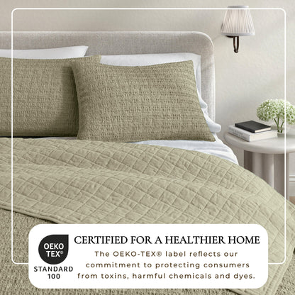 Garment-Washed Cotton Waffle Weave Quilt Set – Genevieve Collection – view 32