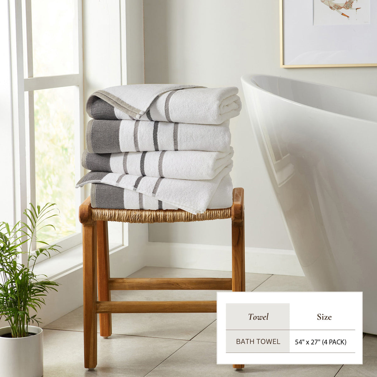 Decorative Cotton Stripe Bath Towel Set – Noelle Collection – view 9