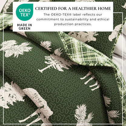 Forest Green Plaid Rustic Lodge Quilt Set – Rio Ridge Collection – view 3