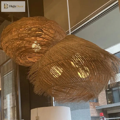 Japanese-Style Rattan LED Pendant Chandelier, Nordic Dining Light – view 3