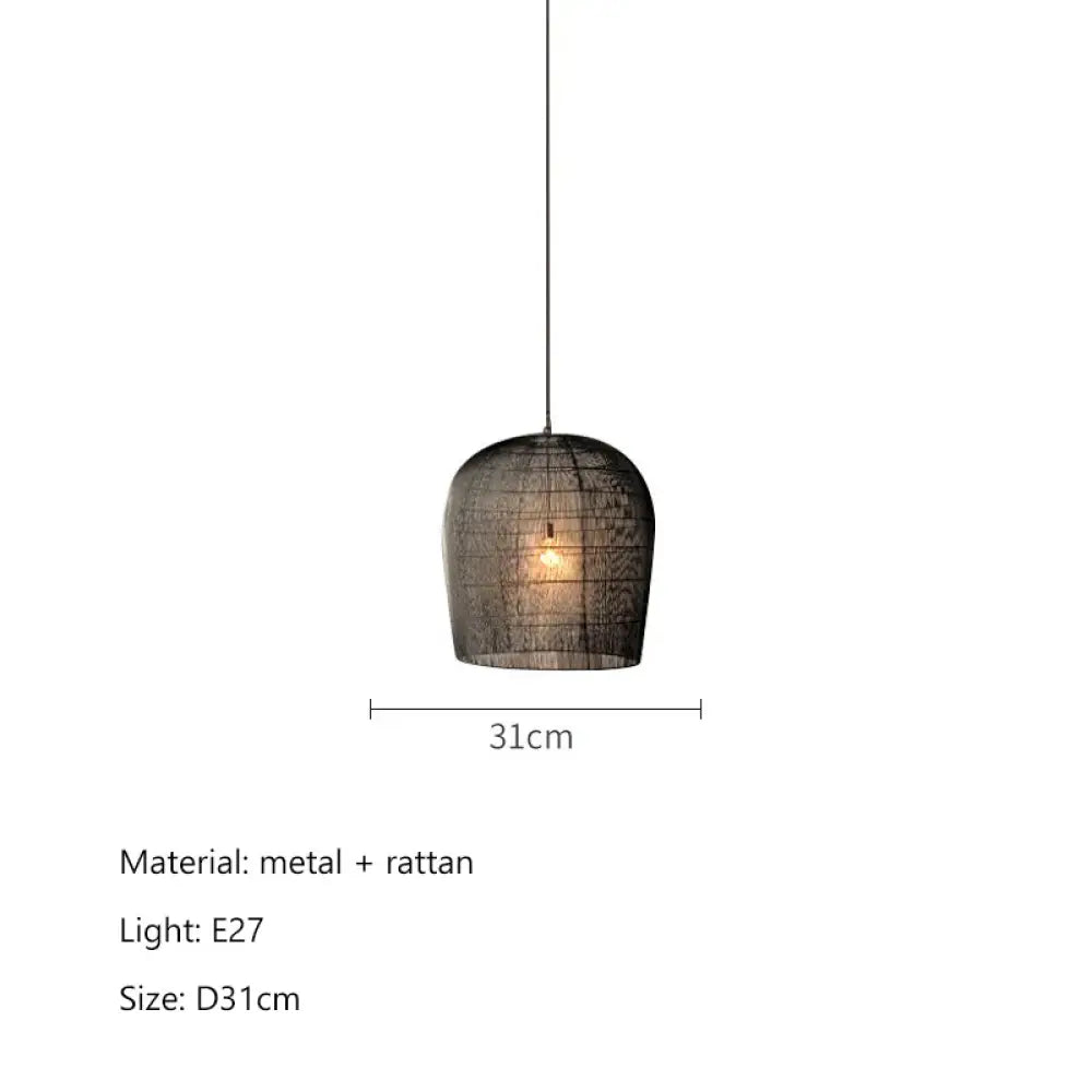 Japanese Wabi-Sabi Handmade Rattan LED Pendant Light – view 11