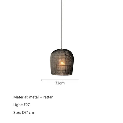 Japanese Wabi-Sabi Handmade Rattan LED Pendant Light – view 11