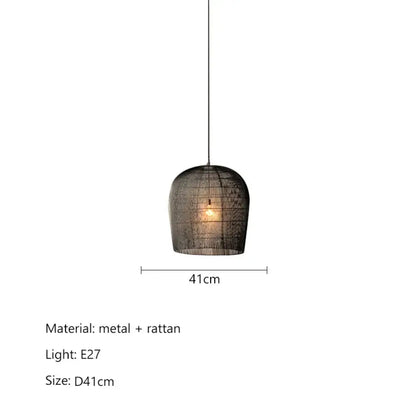 Japanese Wabi-Sabi Handmade Rattan LED Pendant Light – view 16