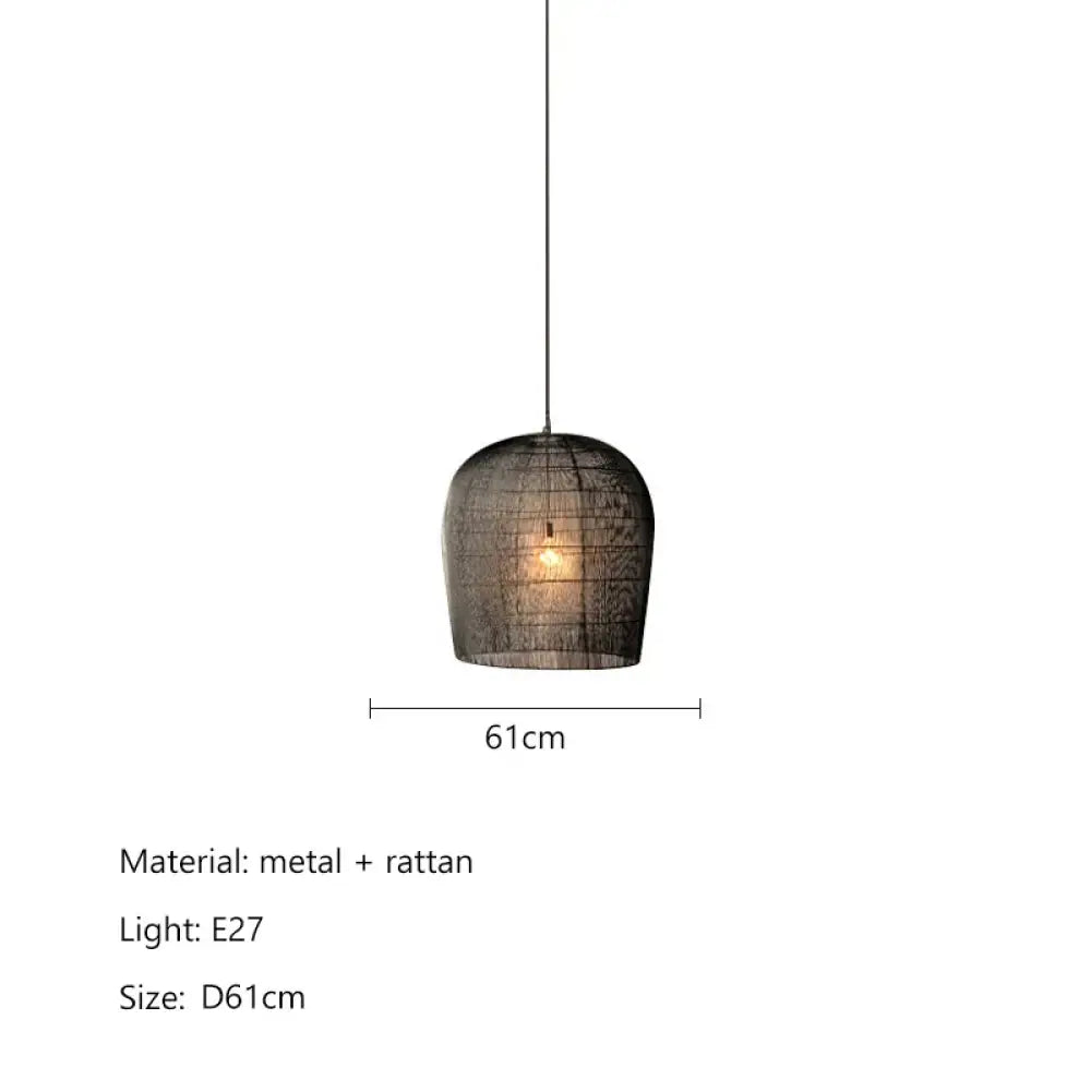Japanese Wabi-Sabi Handmade Rattan LED Pendant Light – view 13