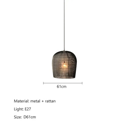 Japanese Wabi-Sabi Handmade Rattan LED Pendant Light – view 13