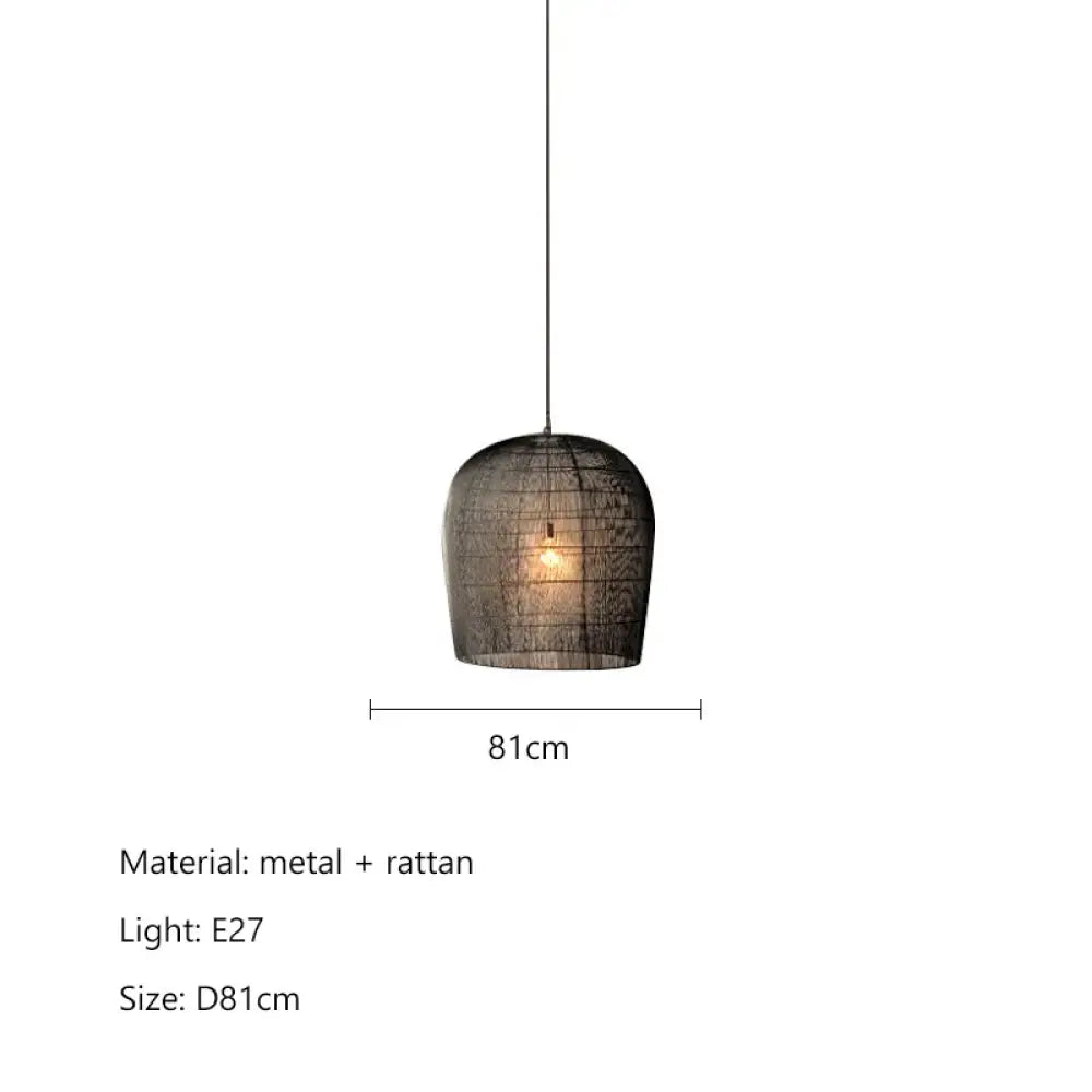 Japanese Wabi-Sabi Handmade Rattan LED Pendant Light – view 14
