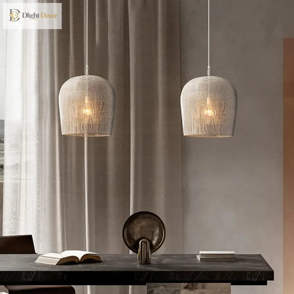 Japanese Wabi-Sabi Handmade Rattan LED Pendant Light – view 4
