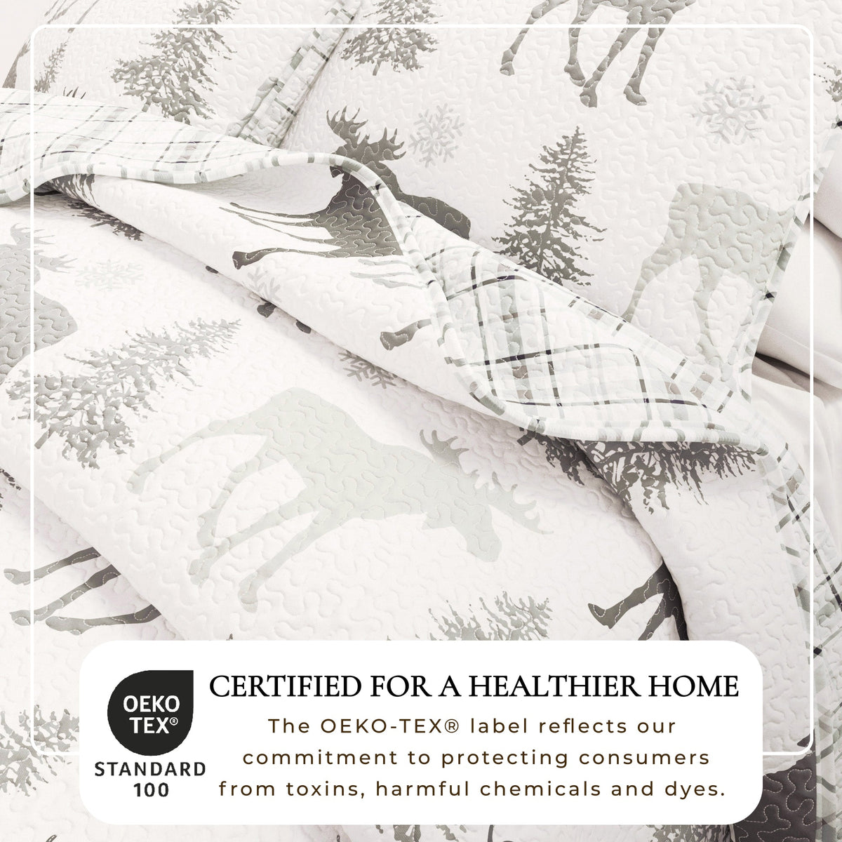 Moose and Trees Lodge Quilt Set with Shams – Wilderness Collection – view 2