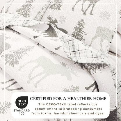 Moose and Trees Lodge Quilt Set with Shams – Wilderness Collection – view 2