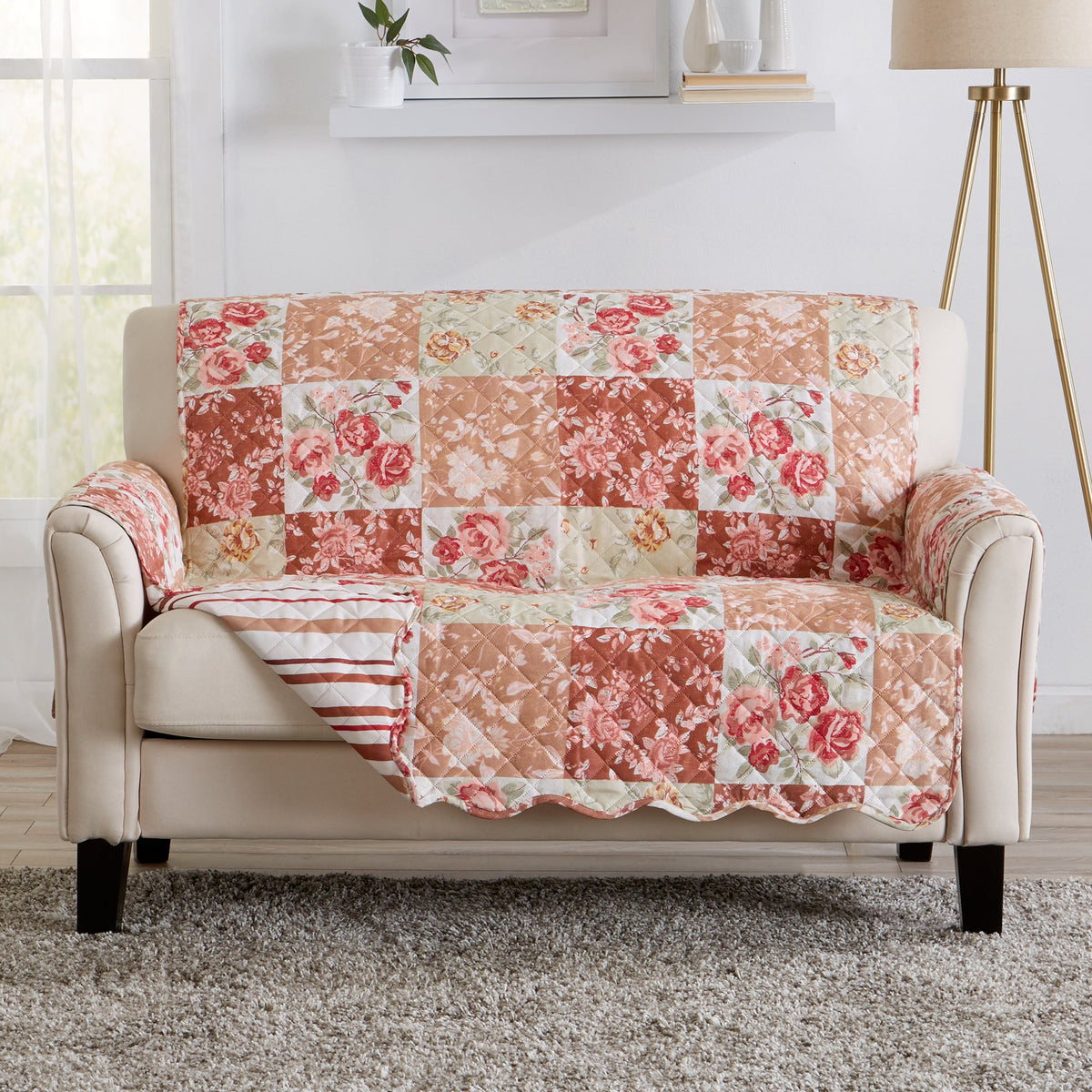Reversible Floral Patchwork Furniture Protector – Maribel Collection – view 14