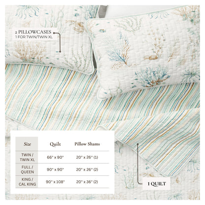 Aqua Grove Watercolor Cotton Quilt Set – Santa Barbara Collection – view 4
