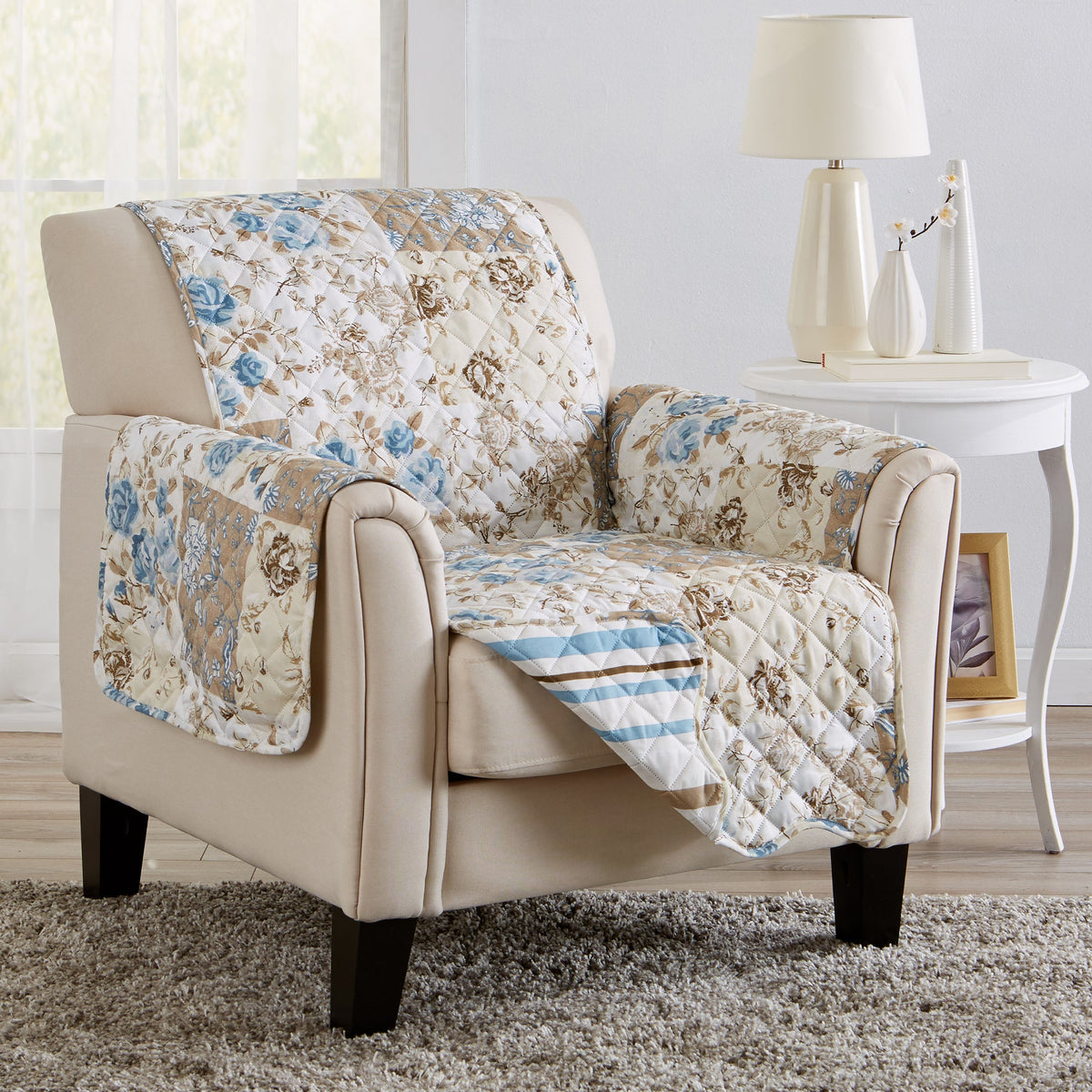 Reversible Floral Patchwork Furniture Protector – Maribel Collection – view 25