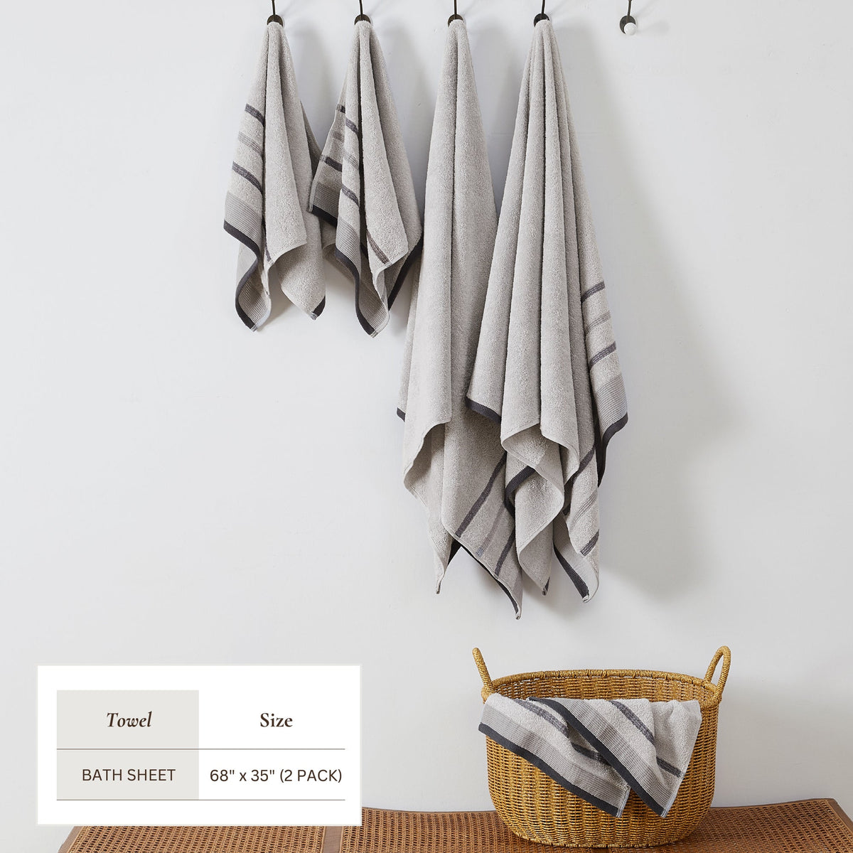 Decorative Cotton Stripe Bath Towel Set – Noelle Collection – view 102
