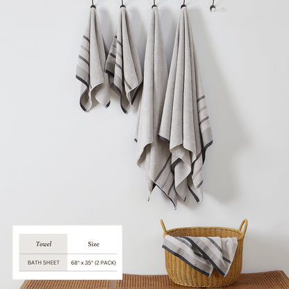 Decorative Cotton Stripe Bath Towel Set – Noelle Collection – view 102