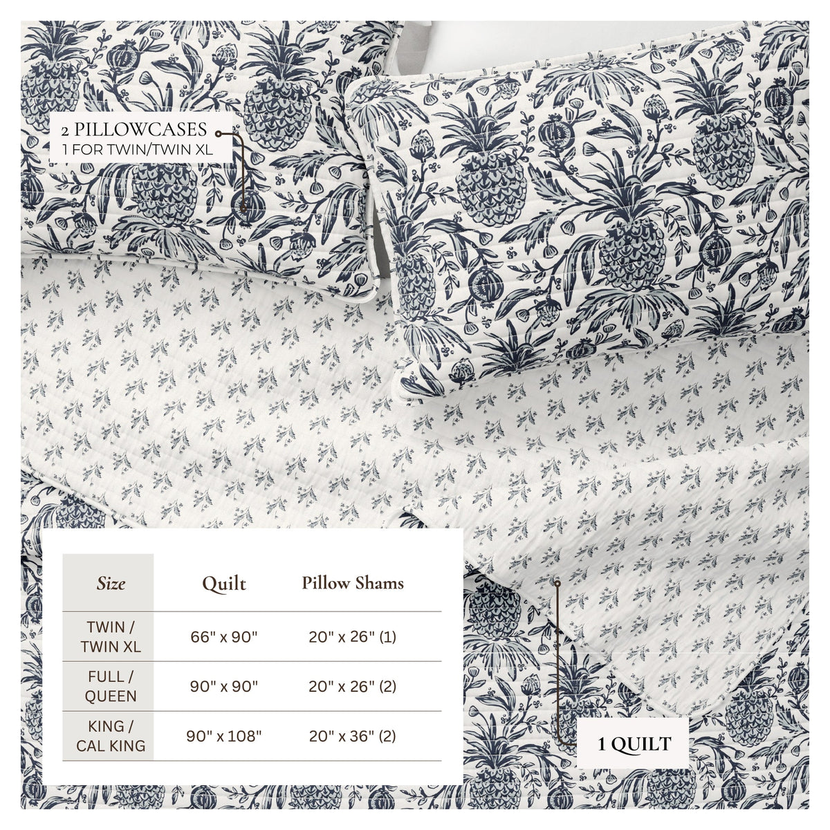 Pineapple Grove Printed Cotton Quilt Set – Bernice Collection – view 4